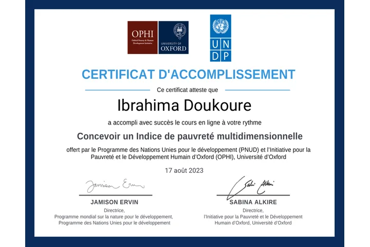 IPM de l' Université d'Oxford et Programme des Nations Unies pour le développement (PNUD)