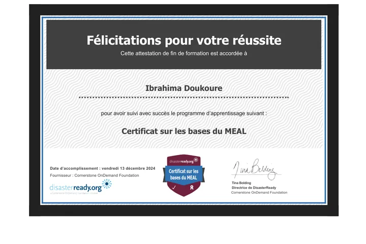 Certificat sur les bases du MEAL