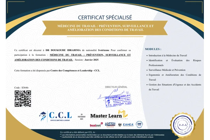 Diplôme CCL Médecine de Travail