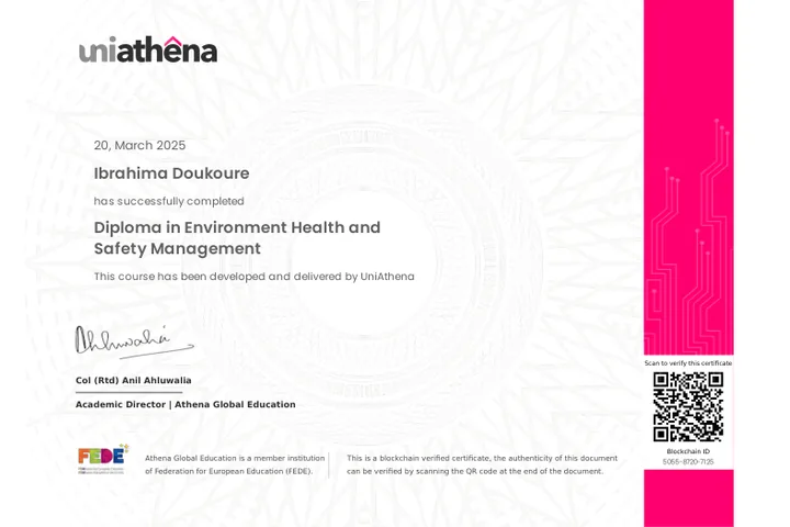 Diplôme en gestion de la santé, de la sécurité et de l'environnement de Athena Global Education