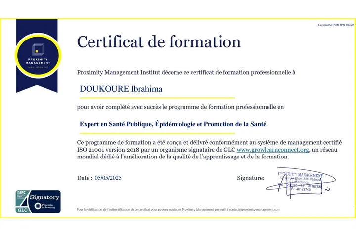 Expert en Santé Publique, Épidémiologie et Promotion de la Santé