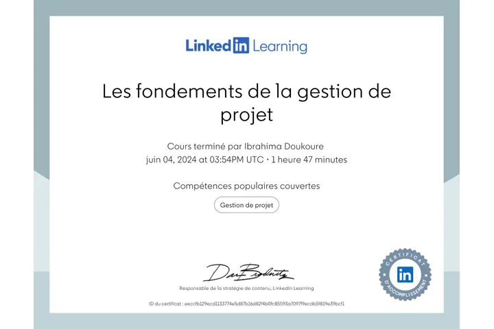 Les fondements de la gestion de projet de LinkedIN Learning