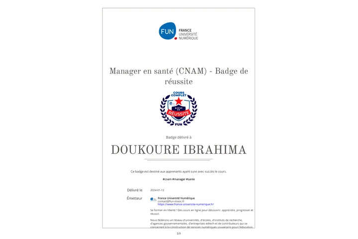 Manager en santé de France Université Numérique